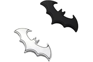 GOBFAR 3D Batman insignia Pegatina, 2 Piece Pegatina Logo Batman para Coche y Moto, 3d negro bate de Batman de acero inoxidable insignia emblema adhesivo para coche.