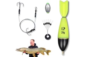 EUROKAN TACKLE LED Light Pike Dead Bait Float Rig Fishing Kit Including Trace Hooks Float - UK POST