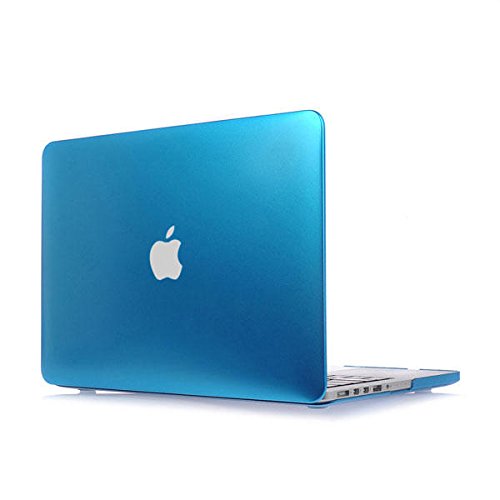 i-Buy Harte Schutzhülle Hülle für Apple Macbook Air 13.3 Zoll + Schutzfolie + Silikon Tastaturschutz + Anti-Staub-Stecker – Metallischen Blau - 3