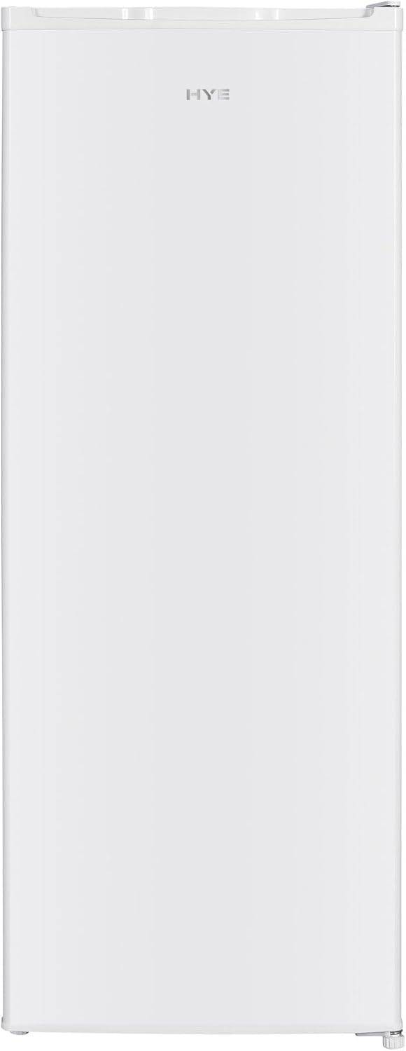 HYE Upright Larder Fridge - Medium Size Freestanding Fridge, 54.5cm Width, 242 Litre Capacity, Reversible Door, White, Suitable For Apartments & Families - RF01SDF242W01
