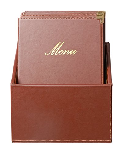 Securit Classic Range Menu Box with 20 A4 Menu Cards with1 Double Insert, Brown