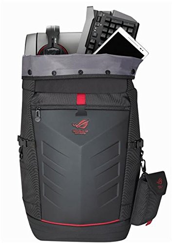 Asus Rog Ranger Backpack Gaming Rucksack  f  r Notebooks bis zu 17 Zoll  Extratasche f  r Zubeh  r  wasserfest  gepolstert  schwarz