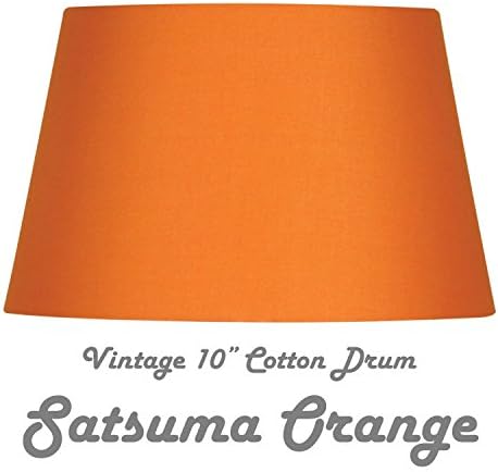 SATSUMA ORANGE 10" COTTON DRUM HARD LINED SHADE with Reversible Gimbal to Fit Table & Floor Lamps or Ceiling Rose. FREE Adaptor Fits Lamp Size BC SBC ES SES. Height 155mm x Diameter 250mm (6" x 10")