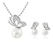 Glitz Trendy Collection Rhinestone Butterfly Pearl necklace Set For Women RS.365.00