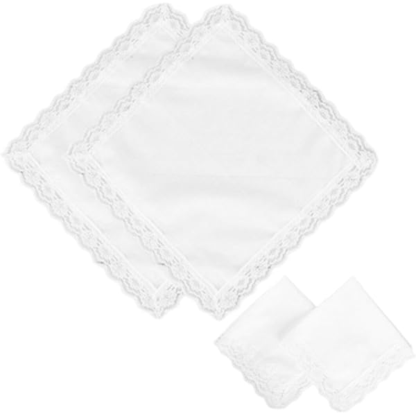 12 Pezzi Fazzoletti da Donna in Tessuto di Cotone, Floreali e in Pizzo, Vintage, Ricamati, per Feste di Nozze, Bianco, 28 x 28 cm