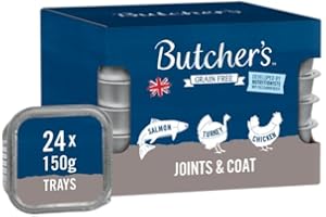 Butcher's Complete Wet Tray Grain Free Hypoallergenic Adult Dog Food Joint & Coat Pack 24x150g - Chicken, Salmon & Turkey