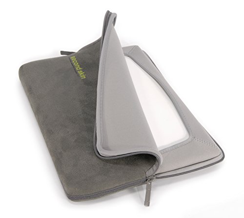Tucano Second Skin Script Microfaser-H  lle mit Displayschutztuch f  r 33 8 cm  13 3 Zoll  MacBook Pro grau