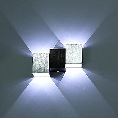 Glighone Applique Murale LED 6W Intérieur Moderne Lampe Carrée Cubique Up Down Light en Aluminium Eclairage Désigne Original pour Chambre Maison Bureau Couloir Salon Hôtel Restaurant Bar Blanc Froid
