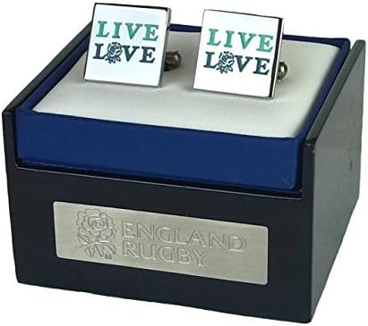 Official ENGLAND RUGBY Stainless Steel Live Love Cufflinks &amp; Gift Box