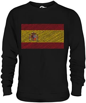 Candymix Spain Scribble Flag - Unisex Sweatshirt Mens Ladies Sweater Jumper Top, Size X-Large, Colour Black