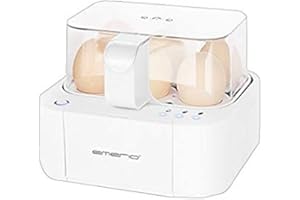 Emerio EB-115560.2 EB115560.2 Cuece, 6 Cocidos, Cocedor de Huevos Pasados por Agua, 3 Niveles de Coción, Apagado Automático, Libre de BPA, 400 W, Color Blanco, Polímero