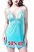 Price comparison product image Anyou Womens Lingerie Two Piece Sexy Sleepwear with Satin Bow and Floral Lace Light Green XX-Large