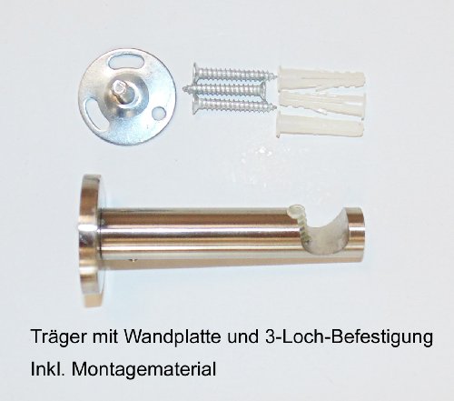 GARDUNA Gardinenstange Ø 16mm „Cap“, 1-lauf, edelstahl-optik (ohne Ringe) (160cm) - 2