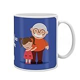Indigifts Grandparents Anniversary Gifts Grandpa Love You Quote Cute Grandfather Granddaughter Illustration Blue Coffee Mug 330 ml - Gift for Grandfather-Granddad-Birthday