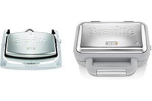 Breville VST072X Machine à gaufres & VST071X-01-Appareil à Sandwichs avec revêtement DuraCeramic 1000 W