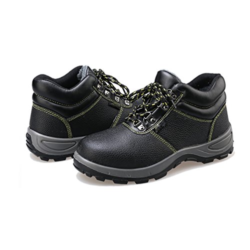 NiSeng Herren Kunstleder Rutschfeste Arbeitsschuhe für Winter Gemütlich Footwear Bikerstiefel - 4