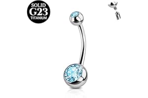 FunZing Titanio Piercing ombelico argento 6mm 8mm 10mm 12mm 14mm 16mm bar lunghezza piercing ombelico titanio donne 1 pezzo 14G solido titanio Piercing ombelico rosa blu CZ anelli ombelico