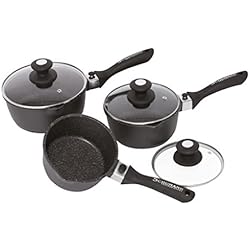 SCHUMANN PROFESSIONNEL SCA2300600 Série de cassseroles Moove Black 16, 18 &20 cm, Fonte d'Aluminium/Revêtement, Noir