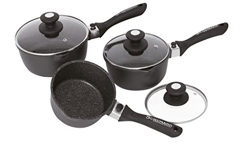 SCHUMANN PROFESSIONNEL SCA2300600 Série de cassseroles Moove Black 16, 18 &20 cm, Fonte d'Aluminium/Revêtement, Noir