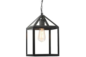 Qazqa - Industrial Outdoor Pendant Lamp I Pendant Light Ceiling Black - Amsterdam Garden- - Country - Suitable for LED E27 | 1 Light - Stainless Steel Outdoor Pendant Light - Suitable for