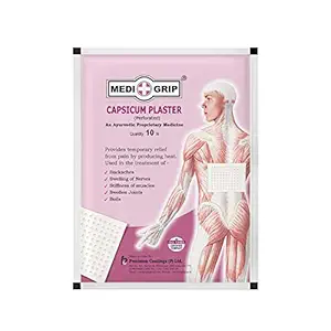 Medigrip Pain Relief Patch Strong with Ayurvedic Formulation (Pack of 10 Plasters) Topical Pain Relief for Muscles, Joints, Cramps