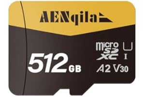 AENqila Carte Micro SD 512 Go, Carte Mémoire Haute, Carte Mémoire Micro SD+ Adaptateur, Compatible Full-HD pour Camera, Drone