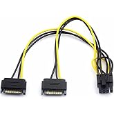 Alfais 4327 2x Sata To 8 Pin (6+2) Pci-e Express Power Molex Power Cable Converter Converter