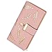 Price comparison product image MPTECK @ Women's Wallet Hollow Leaf Pattern Leather Lady Long Wallet Purse Large Capacity Lady Clutch Bag Handbag Card Holder Coin Compartment with Zipper - Pink