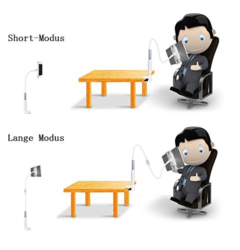 TOAOB Silber 360 Drehen Handyhalter Desktop-Ständer 84-127cm Flexibel Langen Arm Schwanenhals Halterung Tablet Halterung für 4-10,6 Zoll Android und Apple Device - 7