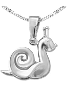 CLEVER SCHMUCK-SET Silberner Anhänger kleine lustige 3D Schnecke 14 mm vollplastisch mit Kette Panzer 42 cm STERLING...