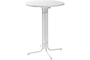 Gastro Uzal - Stehtisch klappbar Ø 70 cm Durchmesser Tischplatte, Höhe: 110 cm, Bistrotisch Bartisch Bistro 4-Fuß, klappbar, Weiß