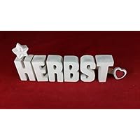 Beton, Steinguss Buchstaben 3 D Deko Schriftzug Namen HERBST mit Stern und Herzklammer als Geschenk verpackt! Ein ausgefallenes Geschenk als Deko Schriftzug für einen schönen Platz im Home.