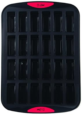 B.BAD 70212 Moule pour 24 Financiers Silicone/Métal Noir/Rouge 26 x 25,4 x 2,3 cm