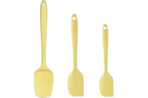 AMROICUS Set di 3 Spatole in Silicone da Cucina, Resistenti al Calore fino a 230°C, con Anima in Acciaio, Design Monopezzo, Senza BPA, Ideali per Pentole Antiaderenti, Impasti e Dolci