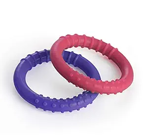 BeeBaby Infant Soft Silicone Ring Teether (100% BPA Free) (Loops - Violet & Pink) (Pack of 2)