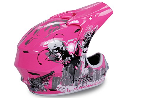 Motorradhelm Kinder Cross Helme Sturzhelm Schutzhelm Helm für Motorrad Kinderquad und Crossbike Modell Design 2015 in pink (Small)