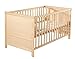 Produktbild roba Kombi Kinderbett, 70x140 cm, Babybett Holz natur, 3-fach höhenverstellbar,  Baby- bzw. Kinderbett mit Schlupfstäben umbaubar zum Juniorbett