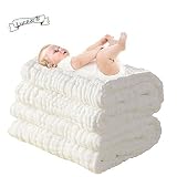 Lucear Newborn Muslin Cotton Warm Baby Bath Towels White Also for Baby Swaddle Blanket - 1pcs
