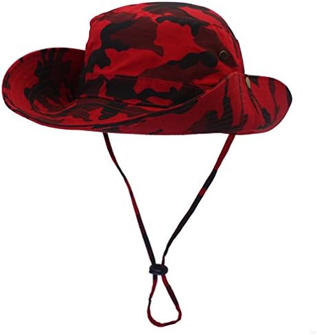 SLBGADIEME Camouflage Outdoor UPF 50+ Boonie Sun Cap Wide Brim Fishing Hat(Camouflage, Red)