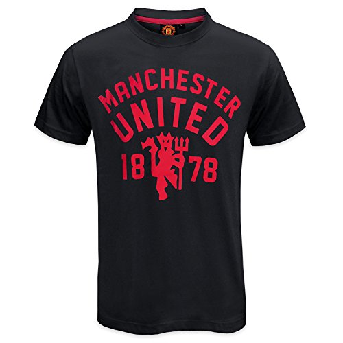Manchester United FC Official Football Gift Mens Devil T-Shirt Black Med
