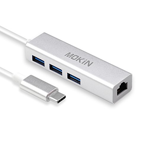 Mokin usb-c zu 3-Port-USB 3.0 Hub mit Ethernet Adapter für USB C der U89 Thunderbolt 3 Laptop auch für neue MacBook, Dell XPS 13, HP Spectre x2 und mehr