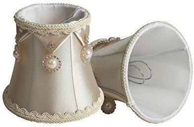 Lamp Shades, Epack 2pcs European High-grade Style Lampshade, Fabrics Clip-on Bead Shape By Handmade, Wall Sconce Chandelier Crystal Lamp Table Lamp (Color: Cream)