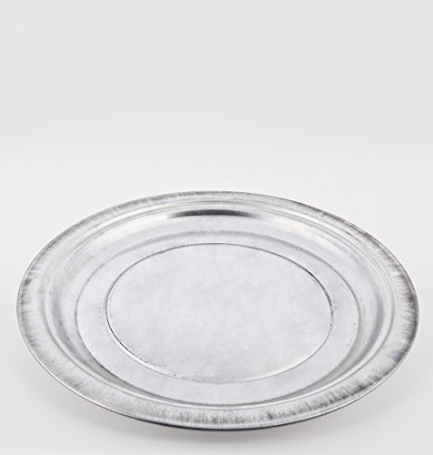 Teller rund Zink Deko Metall 3x36x36cm silber Dekoschale Tablett