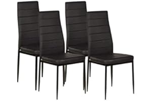 IZTOSS Sedie da sala da pranzo da 4 pezzi - Set di 4 Sedie Cucina Moderno con Gambe in Metallo,Cuscino Integrato (A-Nero-4 pezzi)