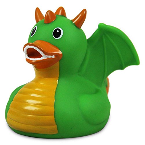 Quietscheente Drachen Ente Grün, Gummiente, Quietscheentchen, Badeente, Quietsch Ente, Sammelfigur, Gummi Bade Spielzeug, LiLaLu, 1913 - 3