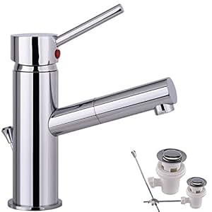 Wasserhahn Badezimmer Chrome Bad armatur Waschtisch Armatur mit Gratis