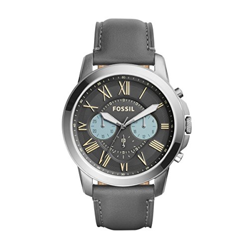 Fossil FS5183 GRANT Chronograph Uhr Herrenuhr Lederarmband Edelstahl 50m Analog Chrono grau Fossil FS5183 GRANT Chronograph Uhr Herrenuhr Lederarmband Edelstahl 50m Analog Chrono grau