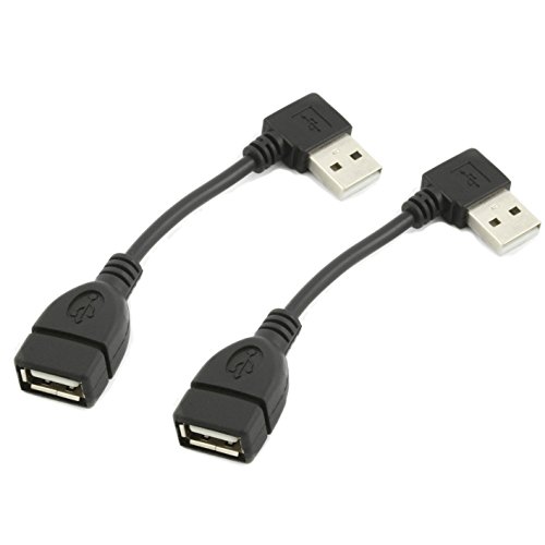 com-four® 2X prolunga USB 2.0 per ingressi USB di Sinistra - A Maschio 90 ° ad Angolo retto (Maschio) a A Femmina (Femmina) - 10 cm (Destra - 2 Pezzi)