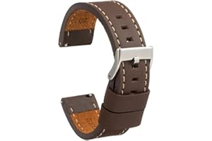 DILOY Correas de Reloj Artesanal de Cuero Envejecido 18mm 20mm 22mm 24mm y 26mm. Pasadores de liberación rápida. Ref 384