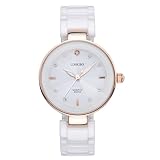 Longbo Damen Luxus Keramik Band Business Armreif Armbanduhr Rose Gold Fall Armband Handgelenk Kleid Uhren Fashion Strass Kristall Lady Analog Quarz Luminous Hand Big Face Uhren